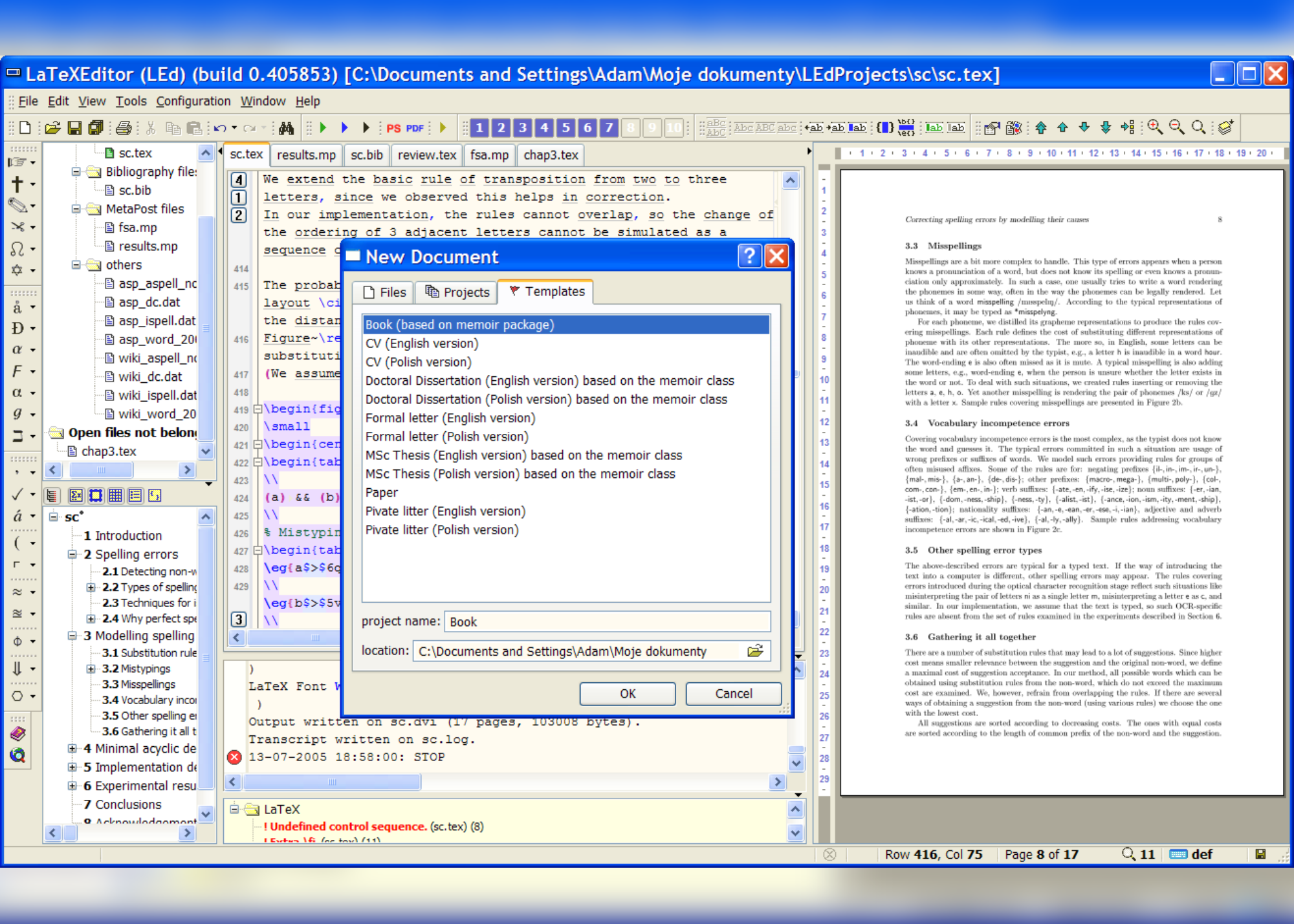 A screenshot of document templates and a draft document